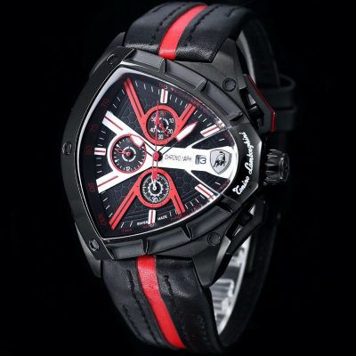 Tonino Lamborghini Factory Lamborghini quartz men's Black / Blue Steel Case with white diamond diameter 46mm Watch